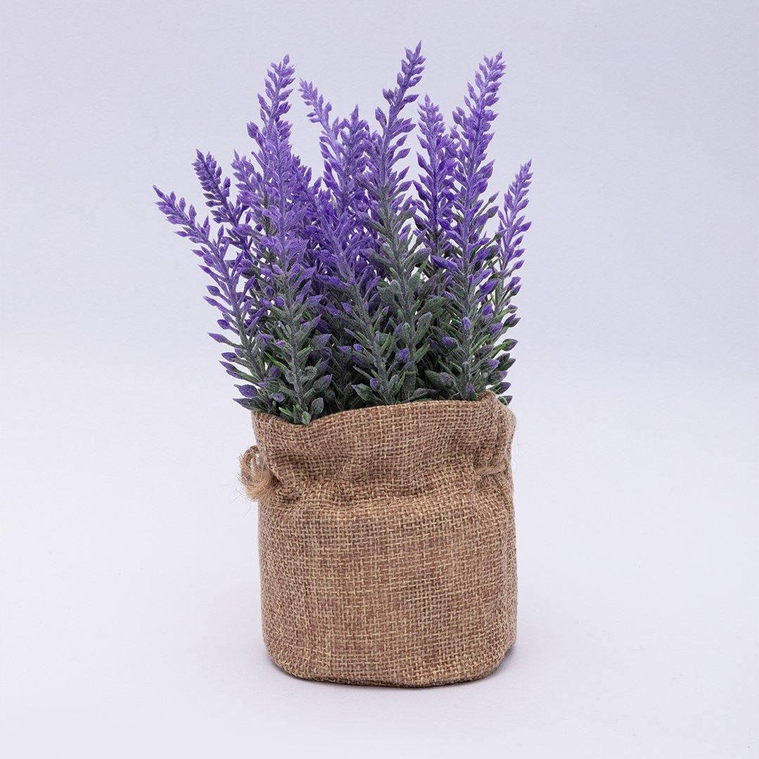 Artificial Flower Plant with Sack Bag, Purple, Jute & Plastic - MARKET 99