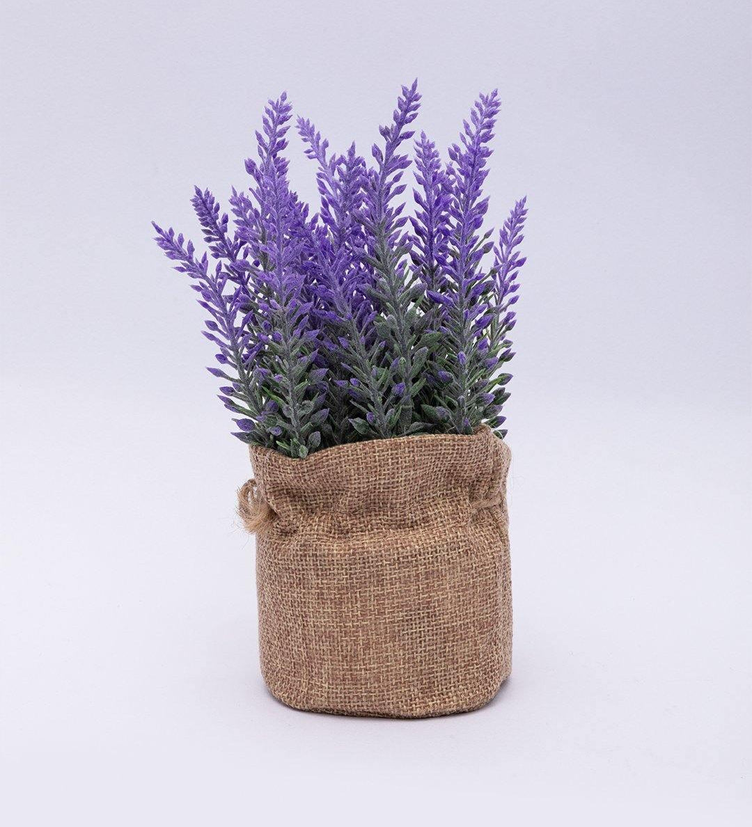 Artificial Flower Plant with Sack Bag, Purple, Jute & Plastic - MARKET 99