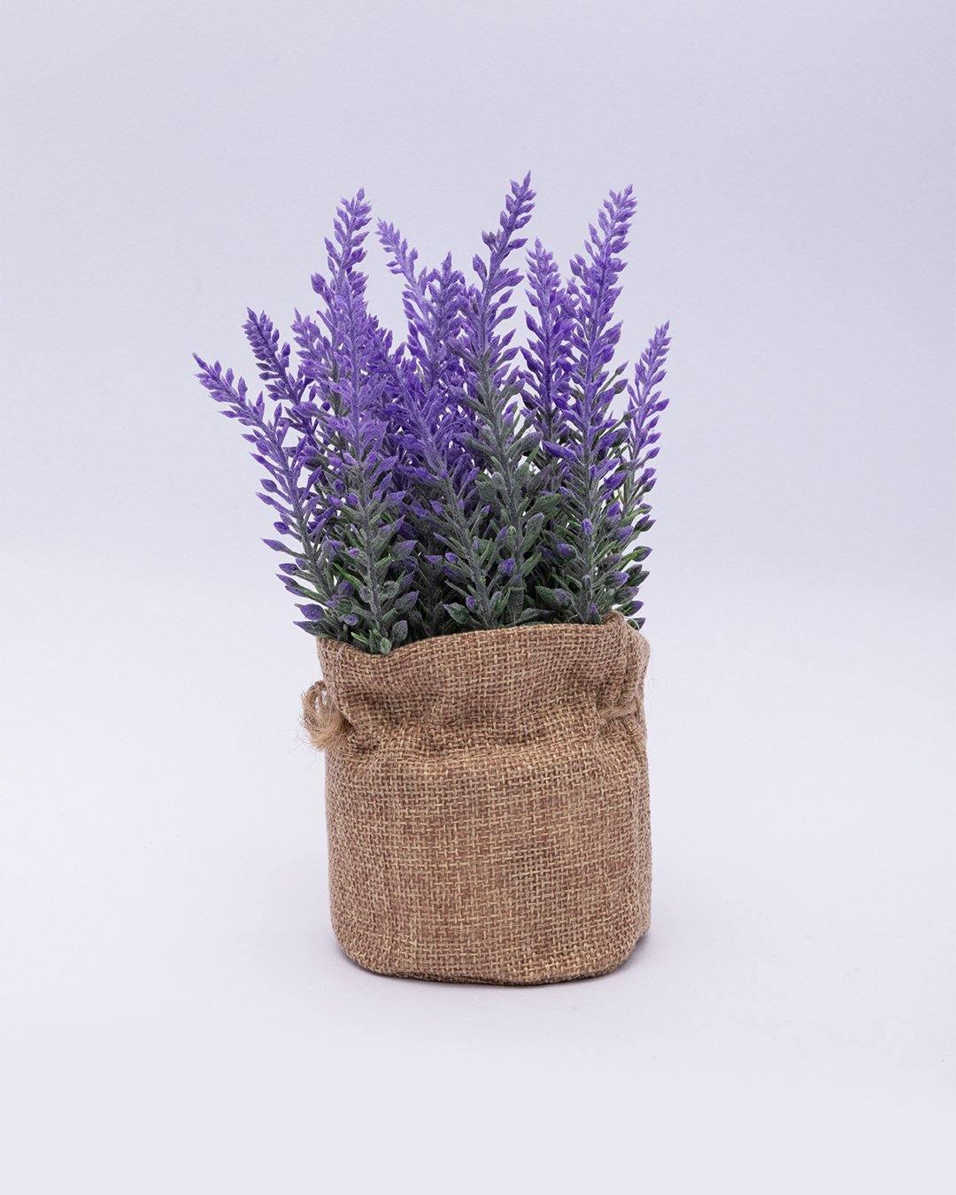 Artificial Flower Plant with Sack Bag, Purple, Jute & Plastic - MARKET 99