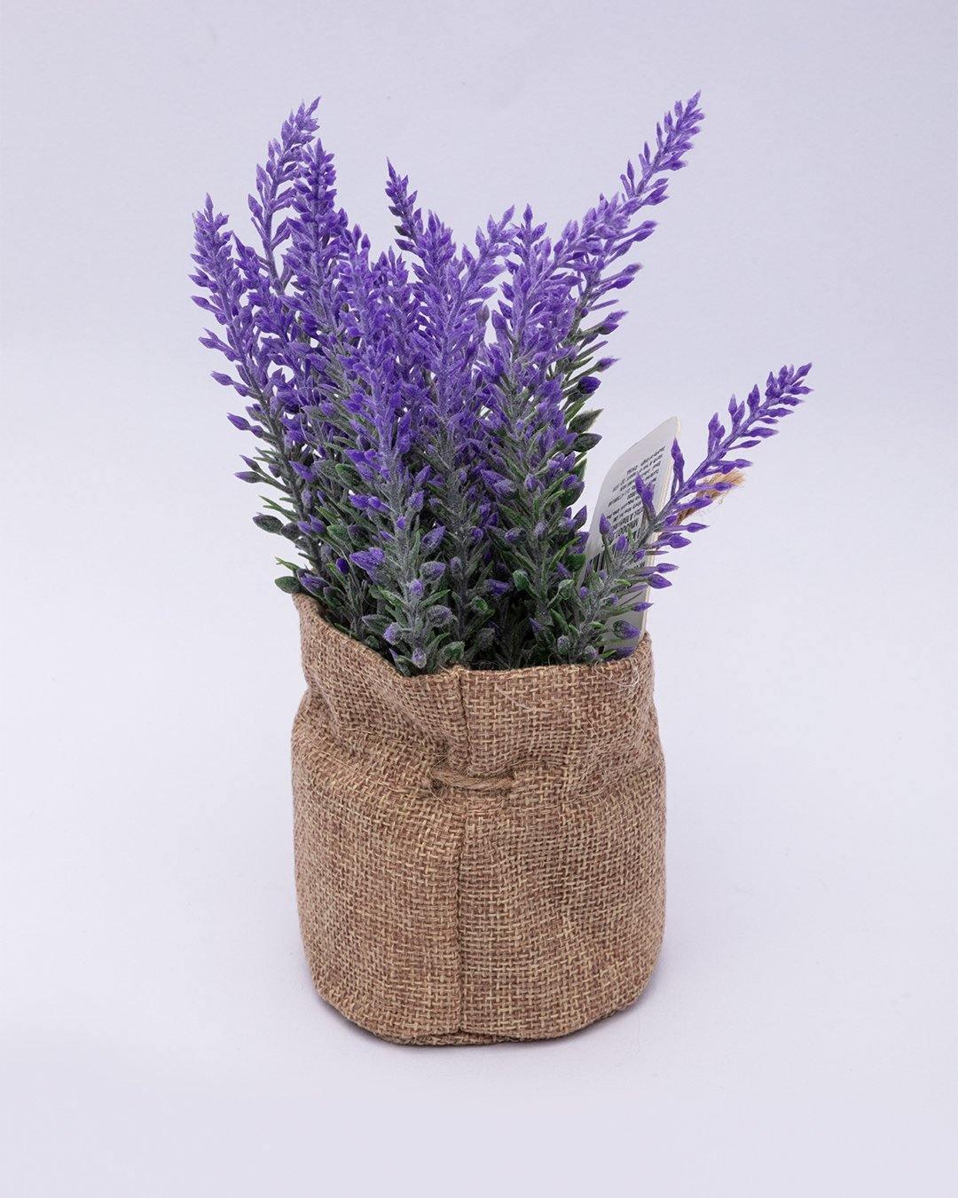 Artificial Flower Plant with Sack Bag, Purple, Jute & Plastic - MARKET 99