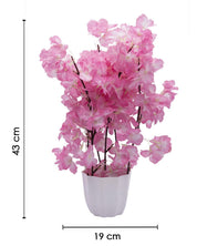 Artificial Flower Plant with White Pot, Blossom Flower, Pink, Plastic Plant - MARKET 99