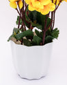 Artificial Flower Plant with White Pot, Blossoms, Yellow, Plastic Plant - MARKET 99