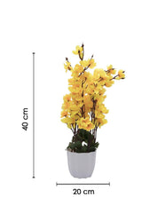 Artificial Flower Plant with White Pot, Blossoms, Yellow, Plastic Plant - MARKET 99