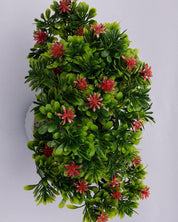 Artificial Flower Plant with White Pot, Bonsai, Red & Green, Plastic Plant - MARKET 99