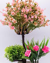 Artificial Flower Plant with White Pot, Pink, Plastic Plant - MARKET 99