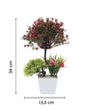 Artificial Flower Plant with White Pot, Red, Plastic Plant - MARKET 99