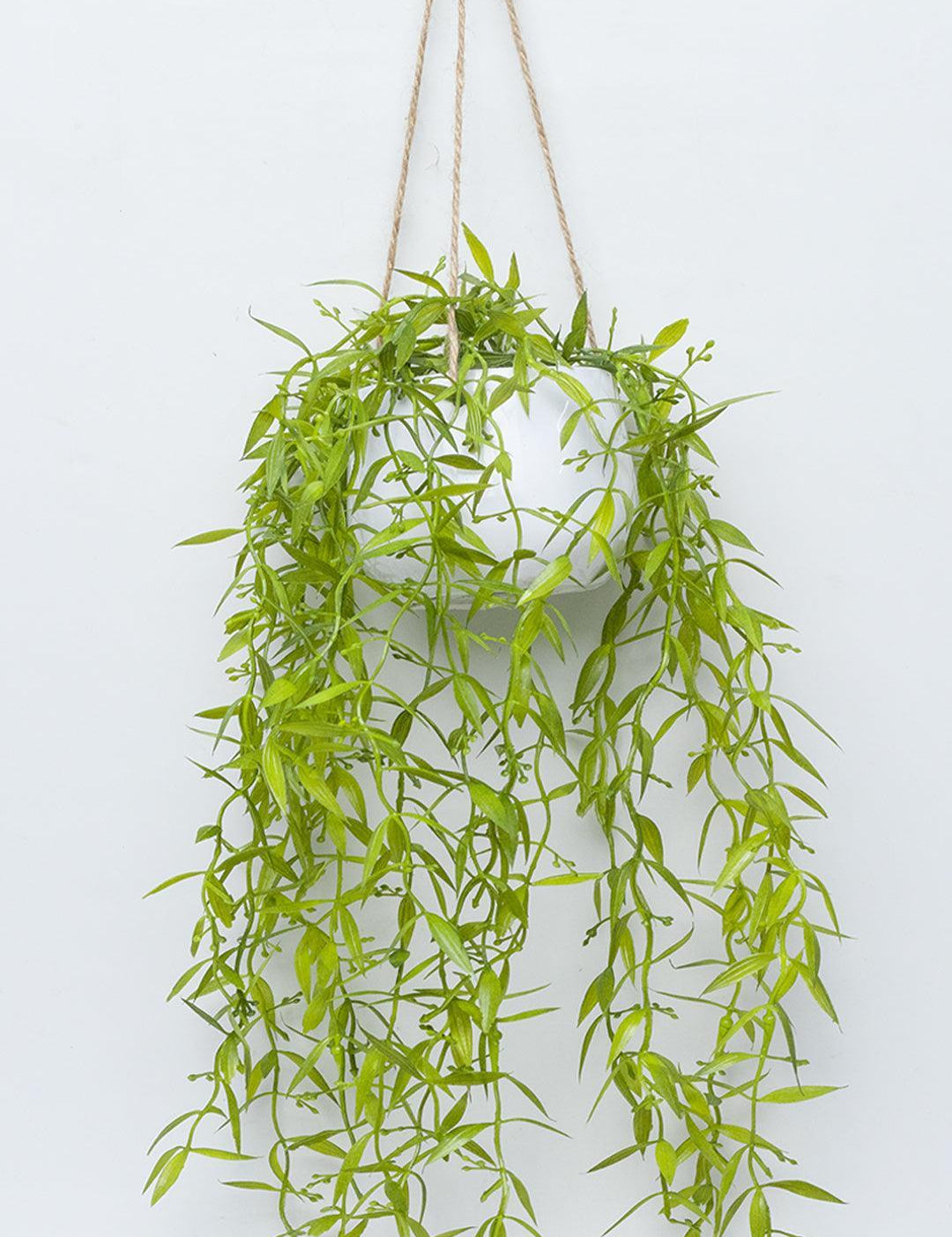 Artificial Greenery Hanging Plant With White Pot -For Home Décor - MARKET 99