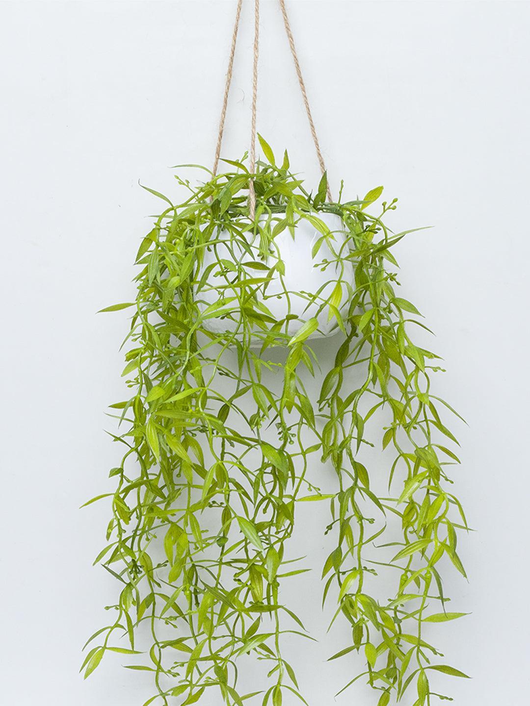 Artificial Greenery Hanging Plant With White Pot -For Home Décor - MARKET 99