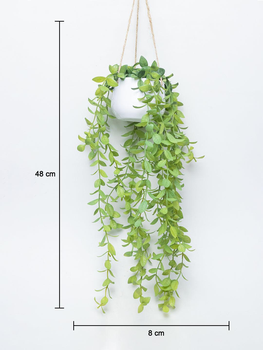 Artificial Greenery Hanging Plant With White Pot - For Wall Décor - MARKET 99