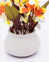 Artificial Plant, Orchid Flower, with Handi Shaped Ceramic Pot, Orange, Plastic Plant - MARKET 99