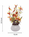 Artificial Plant, Orchid Flower, with Handi Shaped Ceramic Pot, Orange, Plastic Plant - MARKET 99