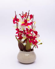 Artificial Plant, Orchid Flower, with Handi Shaped Ceramic Pot, Pink, Plastic Plant - MARKET 99