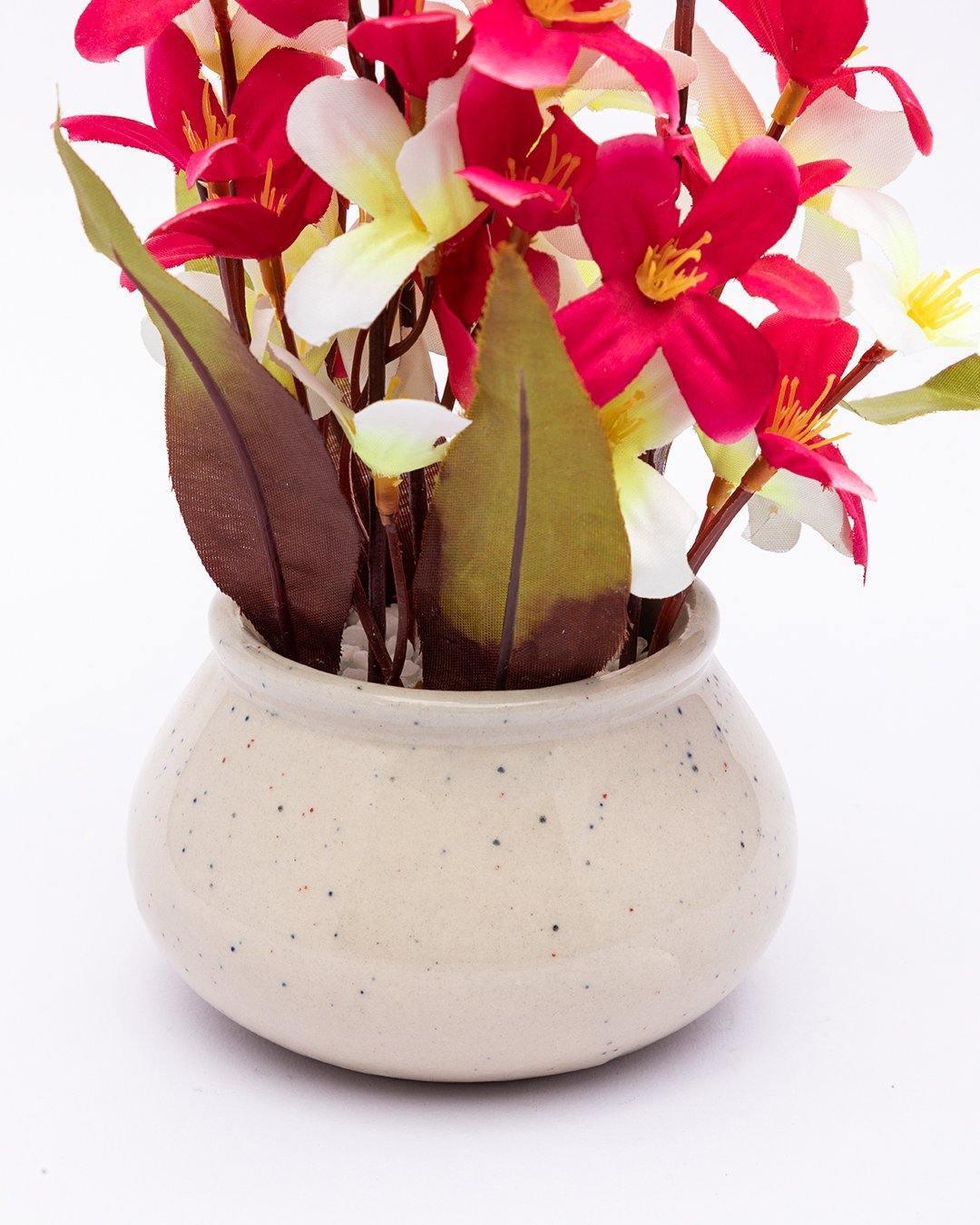 Artificial Plant, Orchid Flower, with Handi Shaped Ceramic Pot, Pink, Plastic Plant - MARKET 99