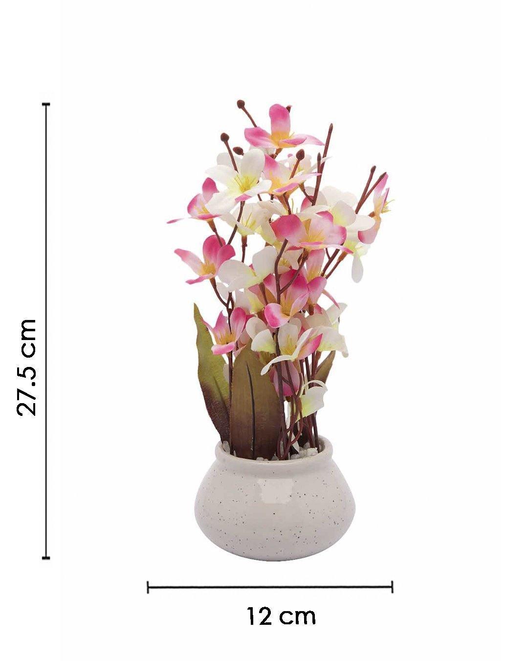 Artificial Plant, Orchid Flower, with Handi Shaped Ceramic Pot, Pink, Plastic Plant - MARKET 99