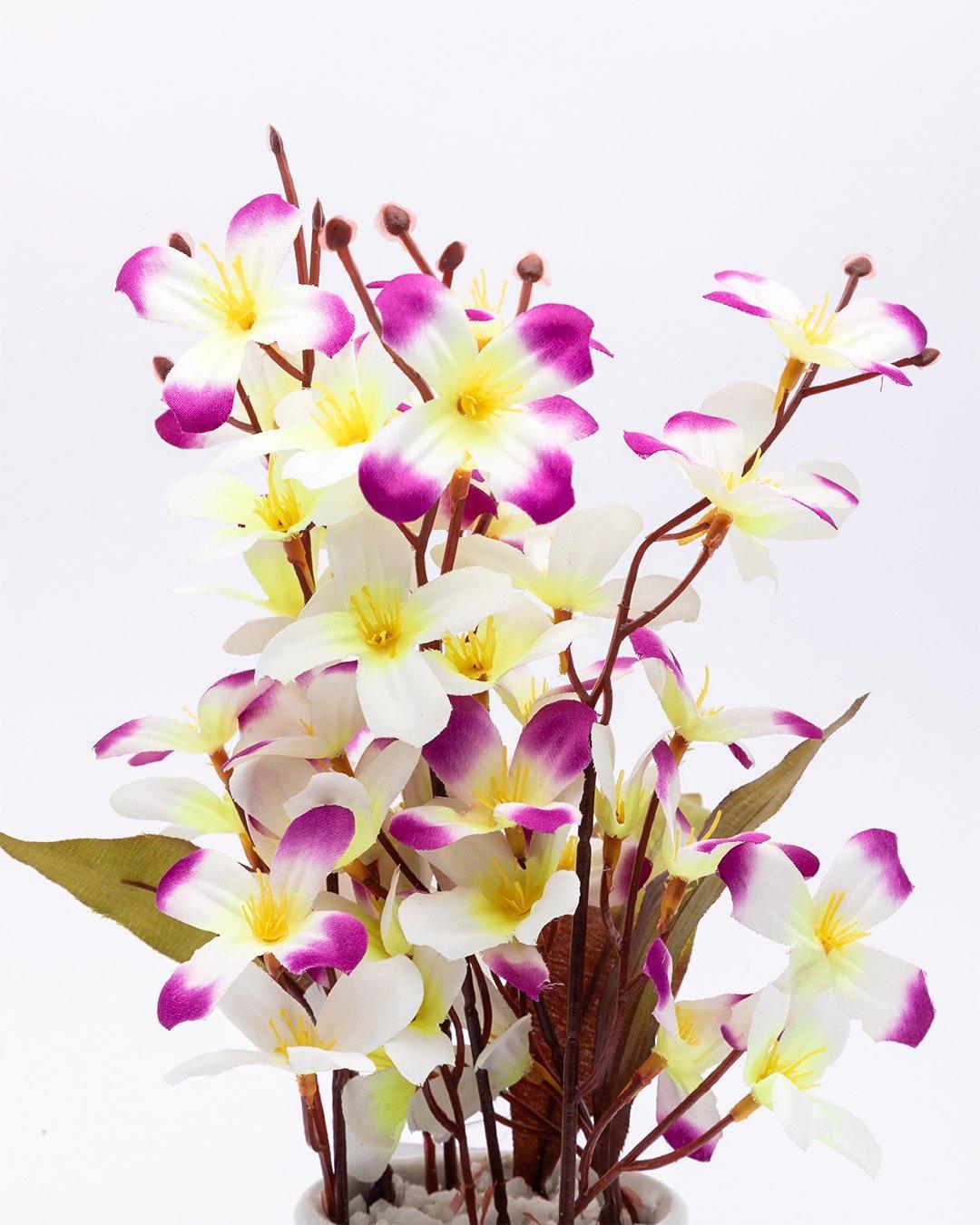 Artificial Plant, Orchid Flower, with Handi Shaped Ceramic Pot, Purple, Plastic Plant - MARKET 99