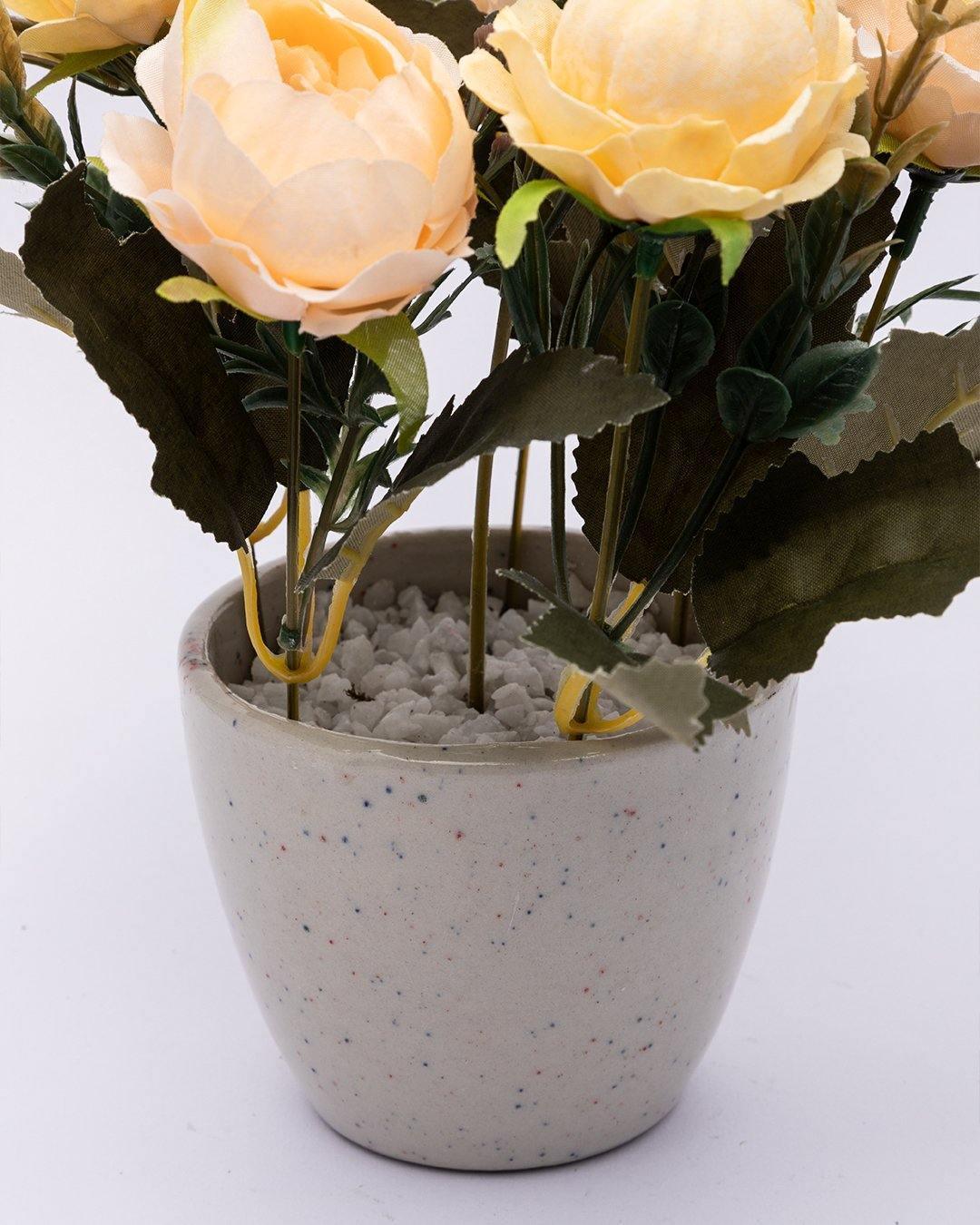 Artificial Plant with Ceramic Pot, Rose Arrangement, Peach, Plastic Plant - MARKET 99