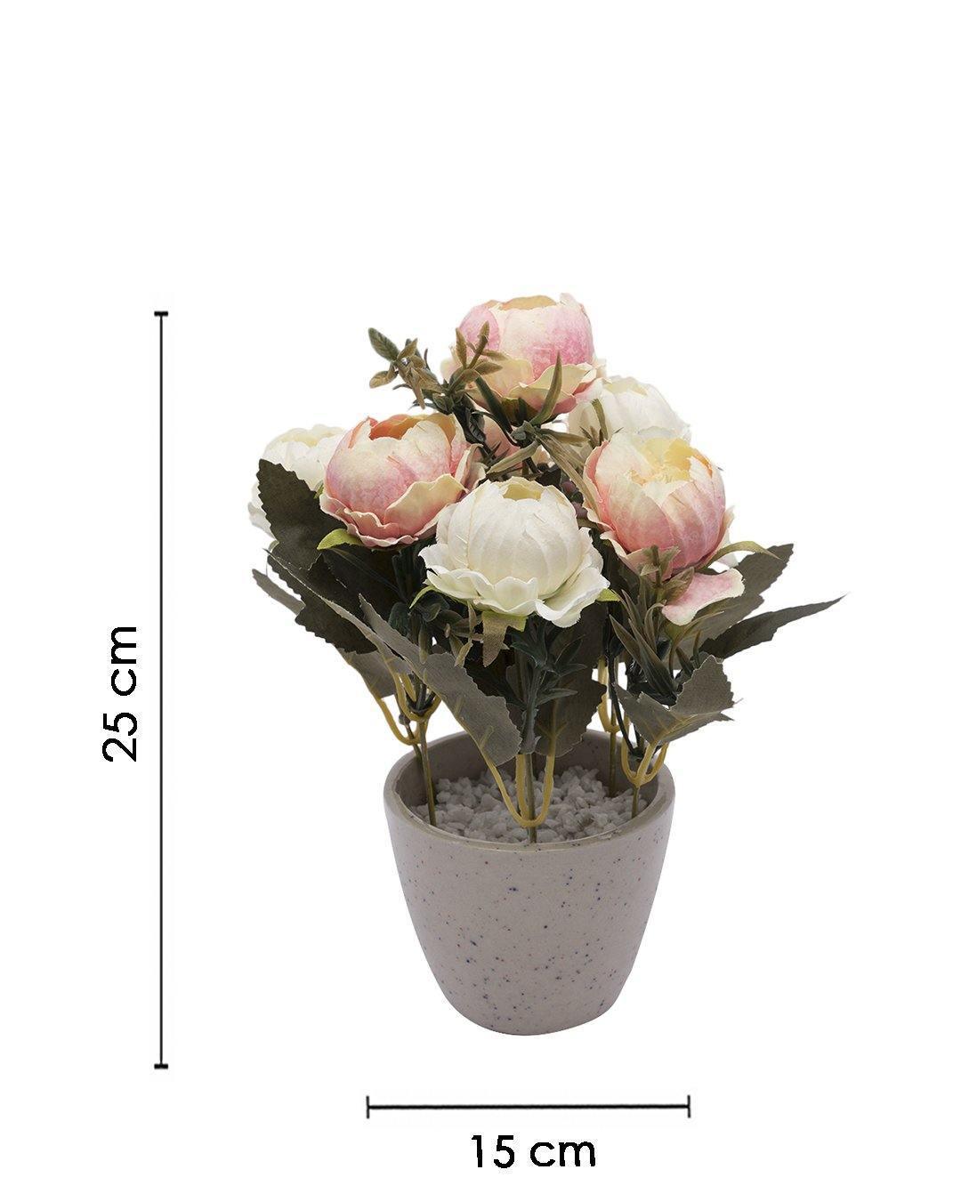 Artificial Plant with Handi Pot, Rose Flower Arrangement, Pink, Plastic Plant - MARKET 99