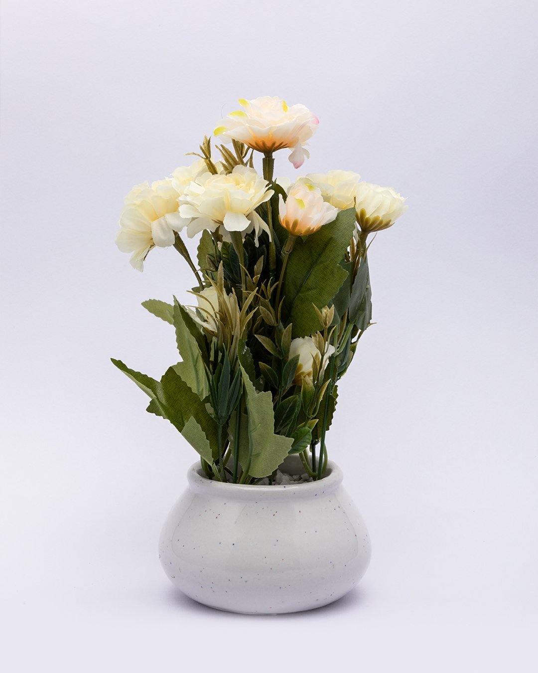 Artificial Plant with Handi Shaped Pot, Rose Flower Arrangement, Peach, Plastic Plant - MARKET 99