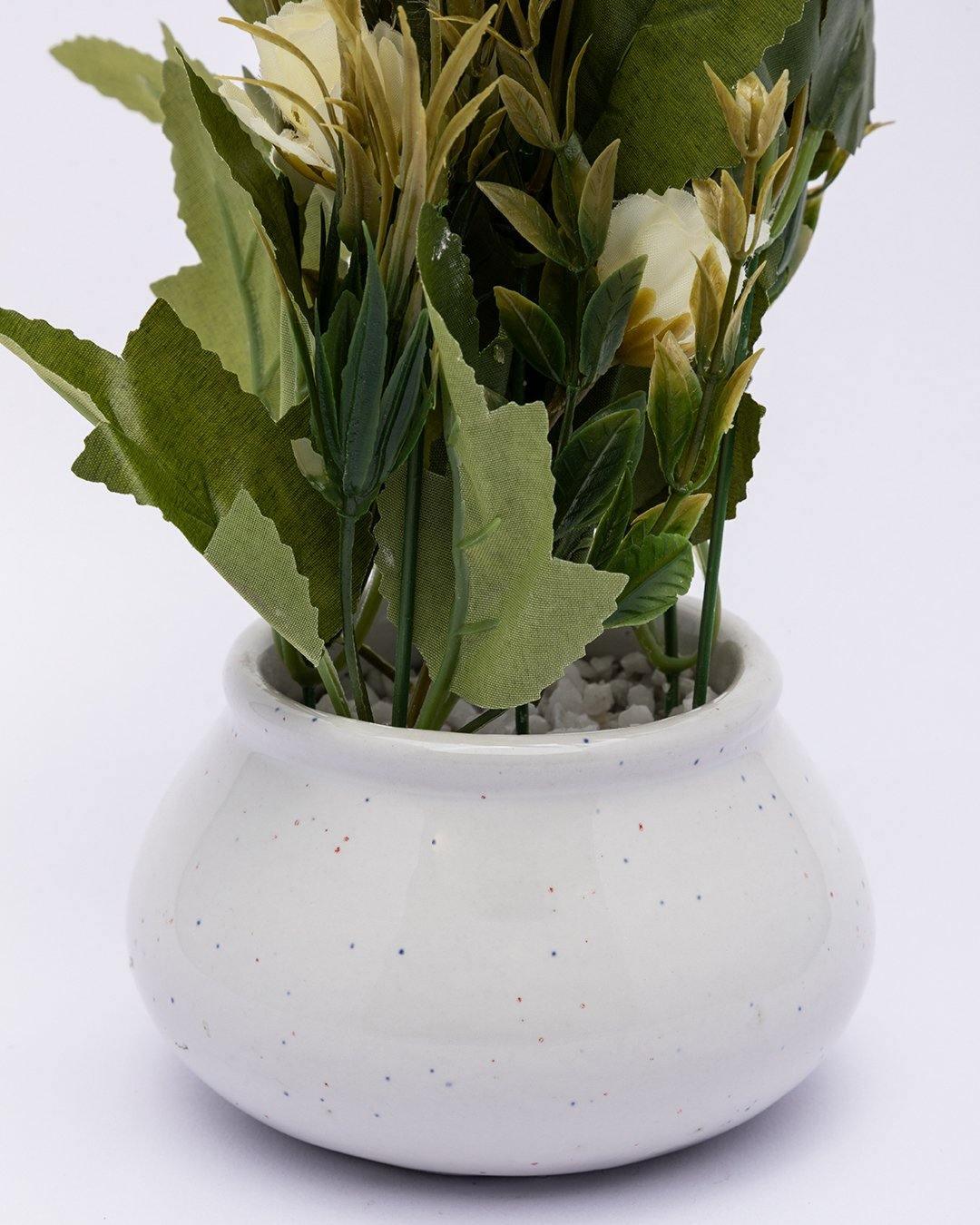 Artificial Plant with Handi Shaped Pot, Rose Flower Arrangement, Peach, Plastic Plant - MARKET 99