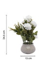 Artificial Plant with Handi Shaped Pot, Rose Flower Arrangement, White, Plastic Plant - MARKET 99
