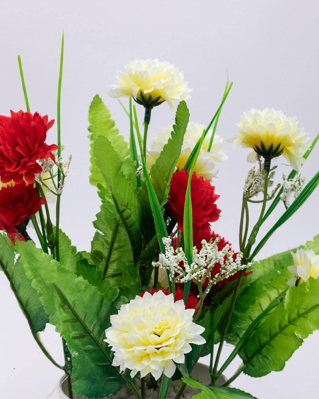 Artificial Plant with White Pot, Carnation Flowers Arrangement, Red, Plastic Plant - MARKET 99