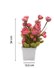 Artificial Plant with White Pot, Onion Rose, Pink, Plastic Plant - MARKET 99