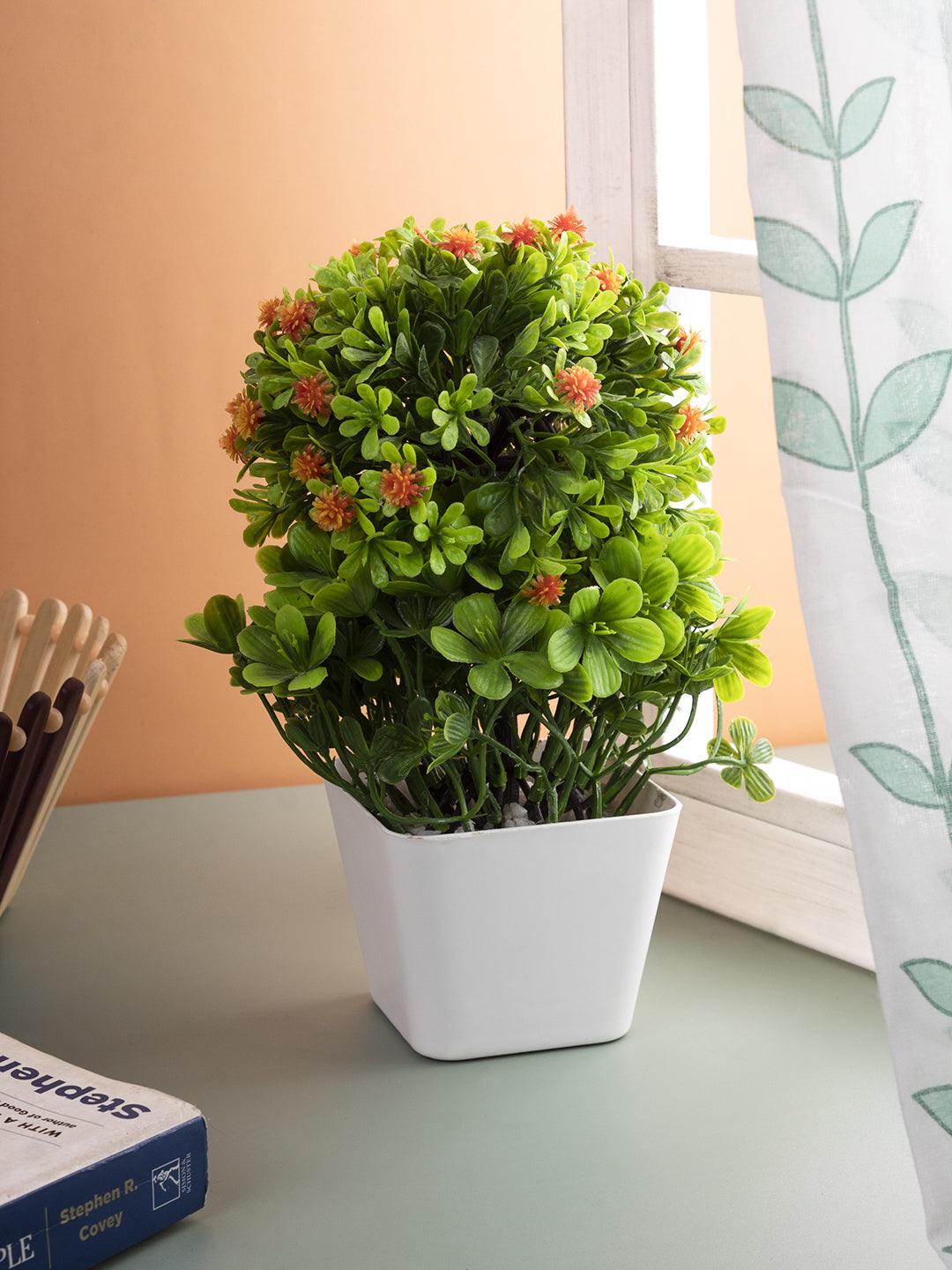 Artificial Plant with White Pot, Orange, Plastic Plant - MARKET 99