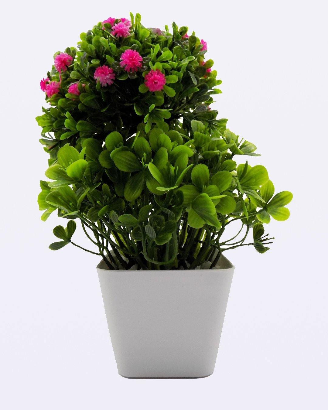 Artificial Plant with White Pot, Pink, Plastic Plant - MARKET 99