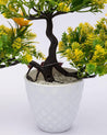 Artificial Rose Plant with White Pot, Yellow, Plastic Plant - MARKET 99