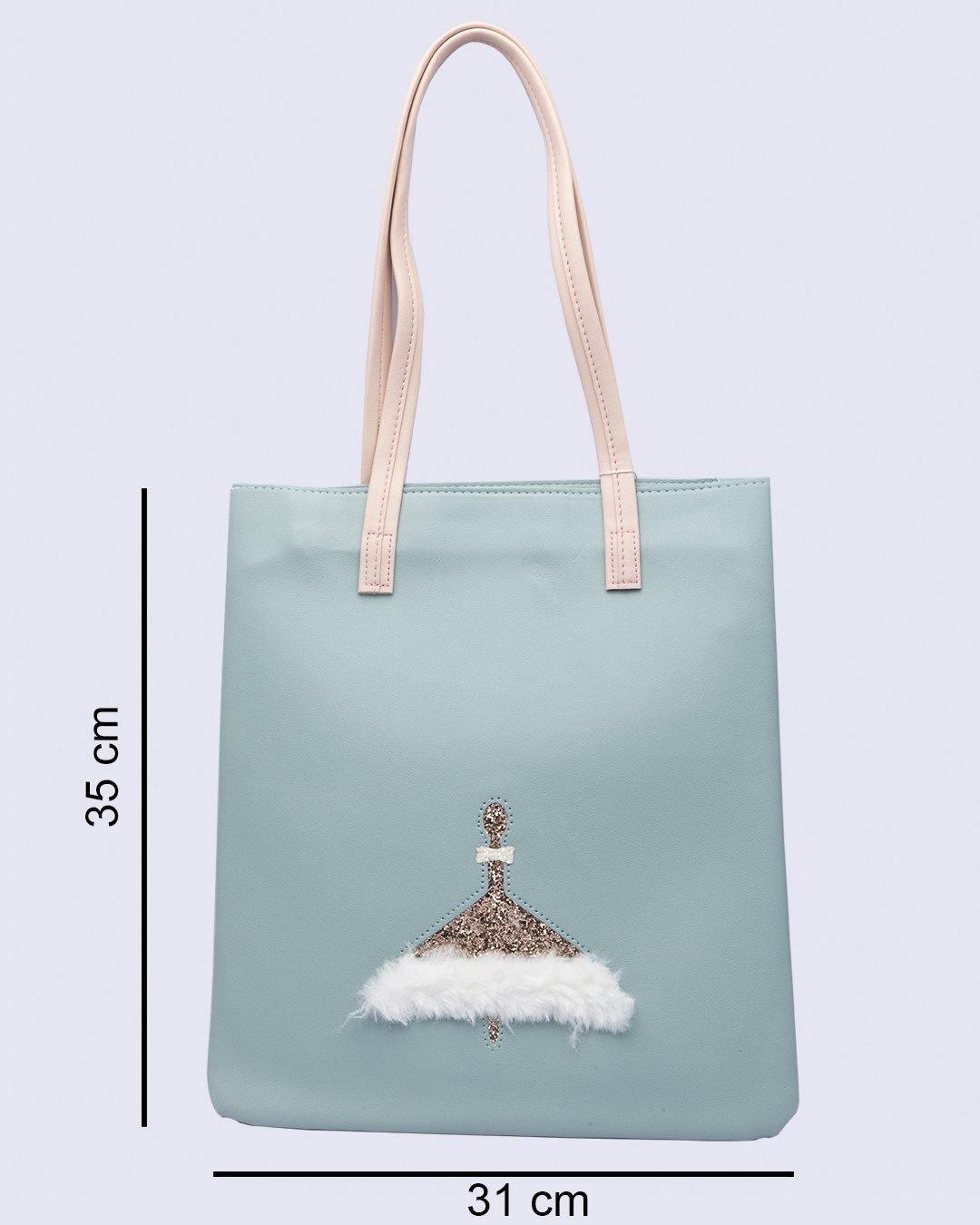 Bag, Handbag, Cyan, Rexine - MARKET 99