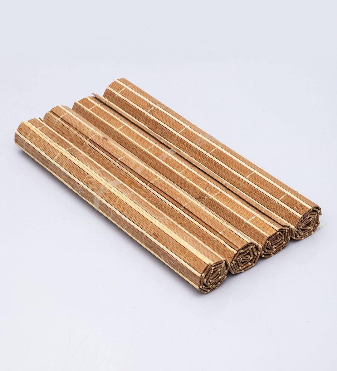Bamboo Placemats, for Dining Table, Camel Colour, Wood, Set of 4 - MARKET 99