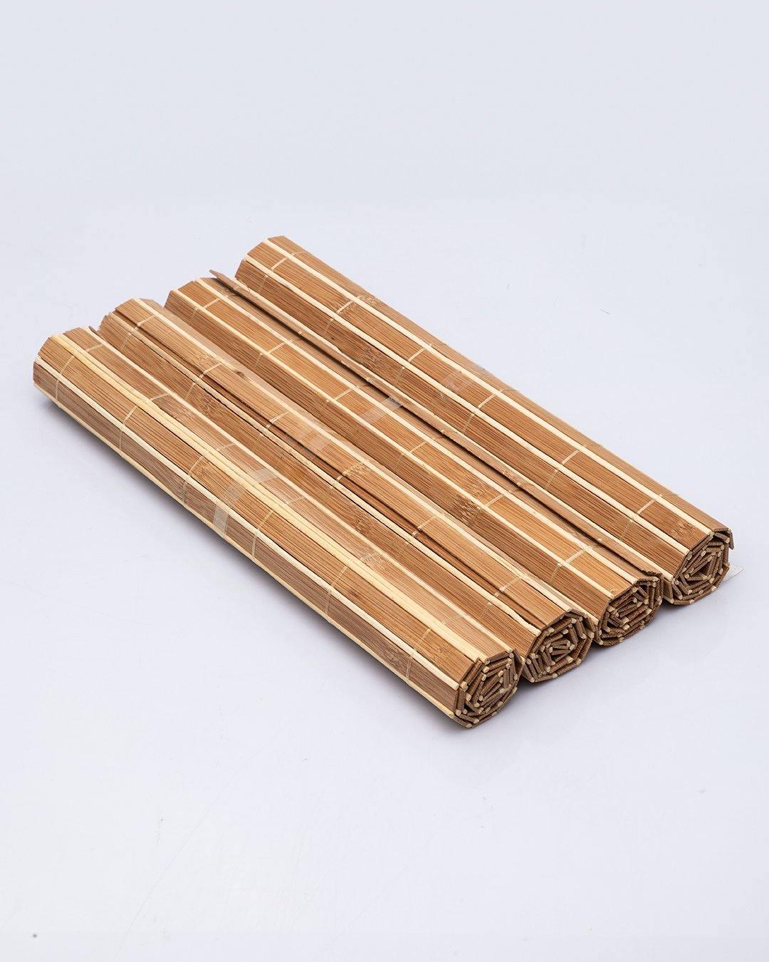 Bamboo Placemats, for Dining Table, Camel Colour, Wood, Set of 4 - MARKET 99