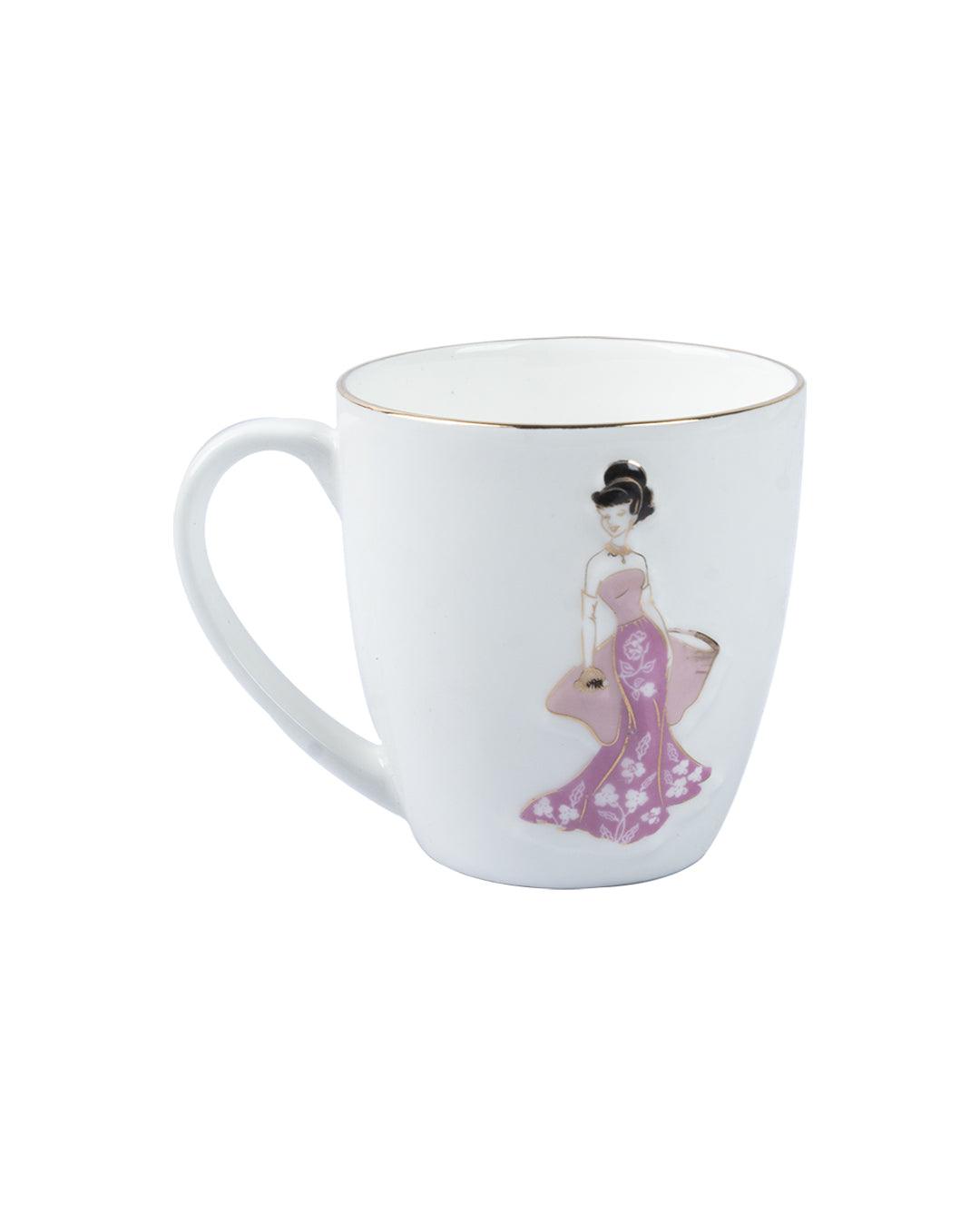 'Barbie Girl' Print Ceramic Tea & Coffee Mugs (Set Of 6, Each 200 mL) - MARKET 99