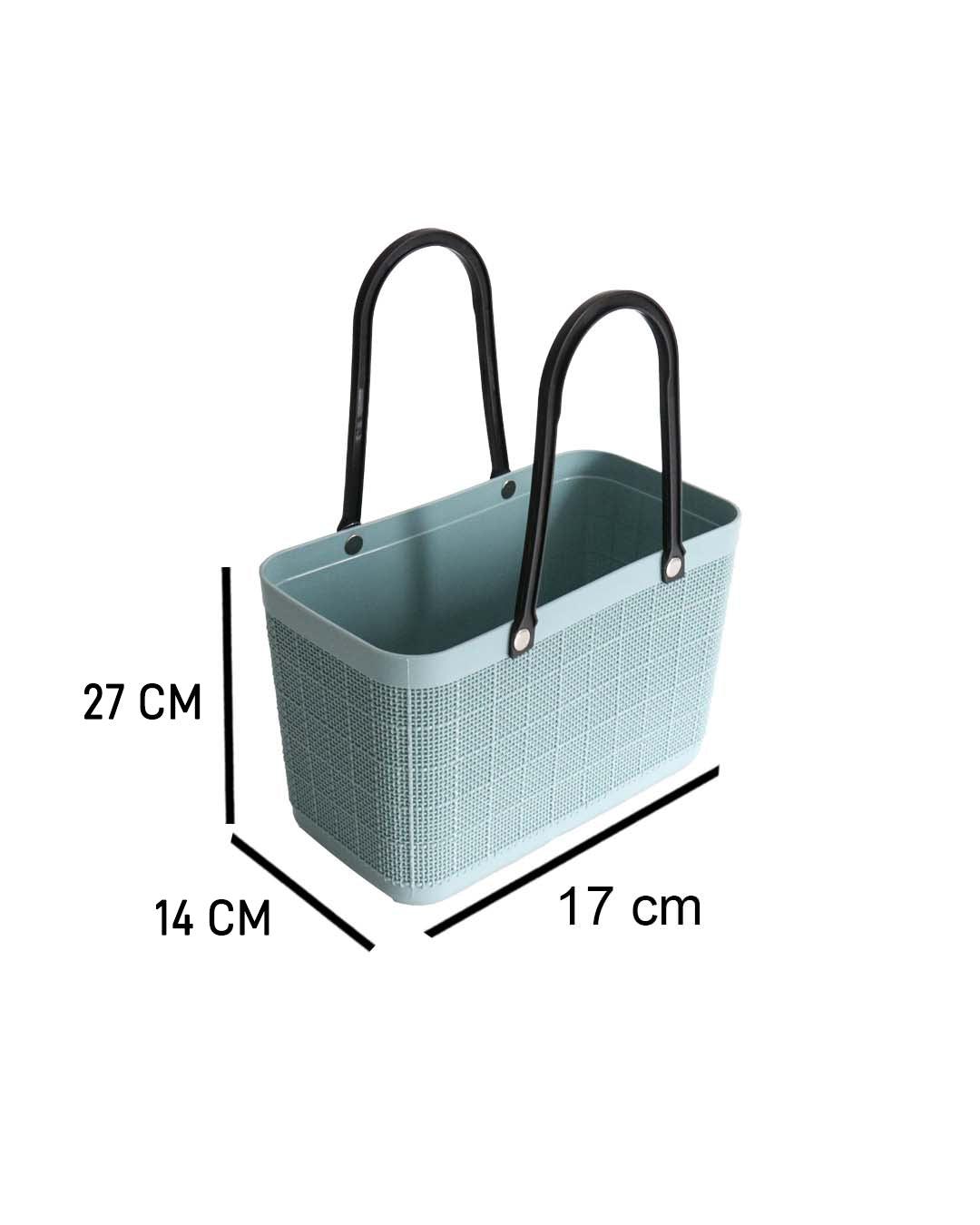 Basket Bag with Handles, Teal Blue, Plastic - MARKET 99