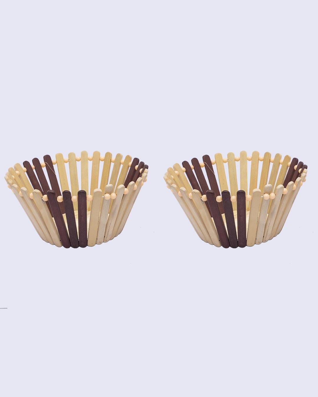 Basket, Beige & Brown, Beige, Set of 2 - MARKET 99