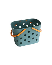 Basket with Handles, Heart Shaped Cut Design, Deep Sea Green, Plastic - MARKET 99