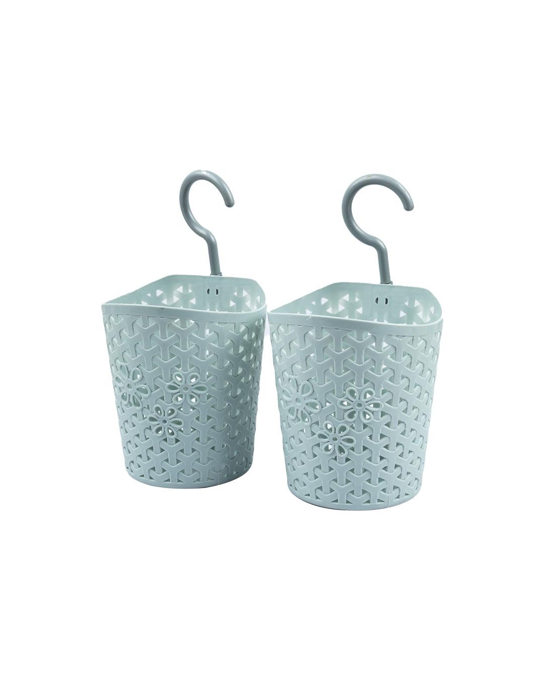 Baskets with Hook, Grey, Plastic, Set of 2 - MARKET 99