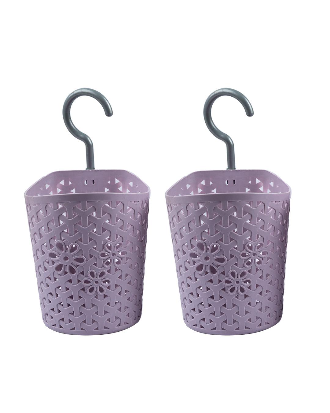 Baskets with Hook, Purple, Plastic, Set of 2 - MARKET 99