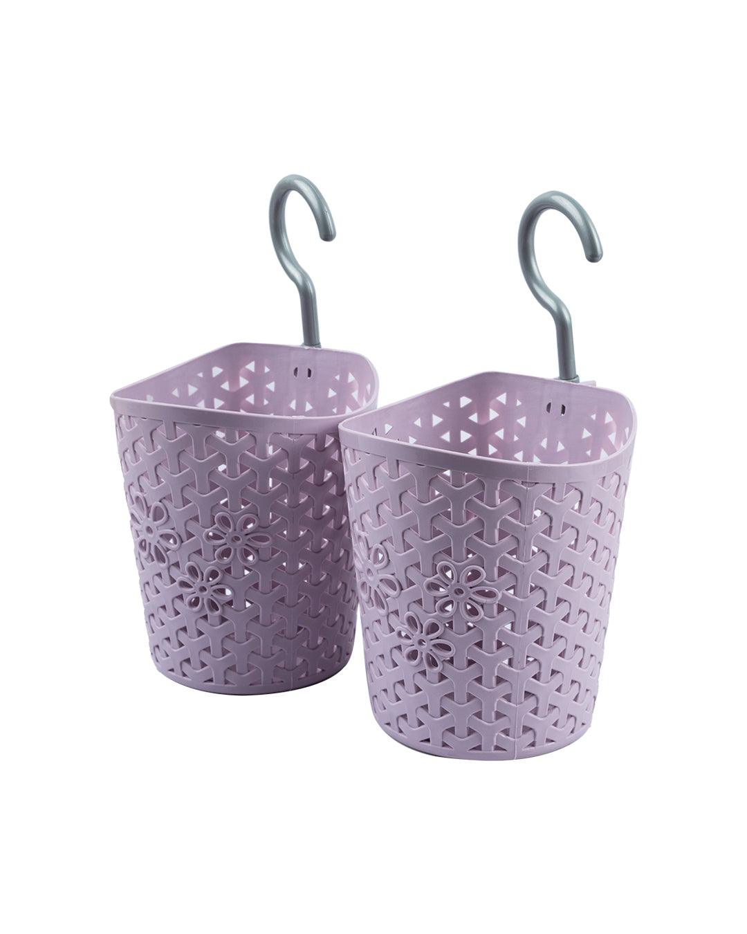 Baskets with Hook, Purple, Plastic, Set of 2 - MARKET 99