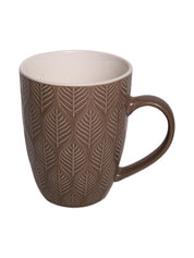 Beige Ceramic Mug - 360Ml, Leaf Pattern - MARKET 99