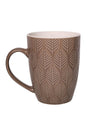 Beige Ceramic Mug - 360Ml, Leaf Pattern - MARKET 99