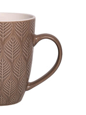 Beige Ceramic Mug - 360Ml, Leaf Pattern - MARKET 99