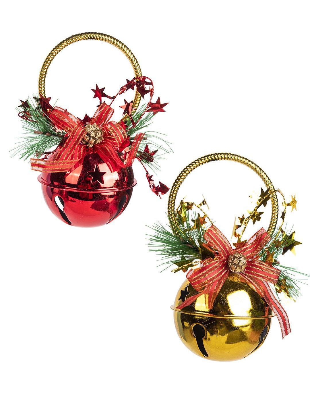 Bell With Bow - Christmas Hanging Ball Set Of 2 Pcs - MARKET 99