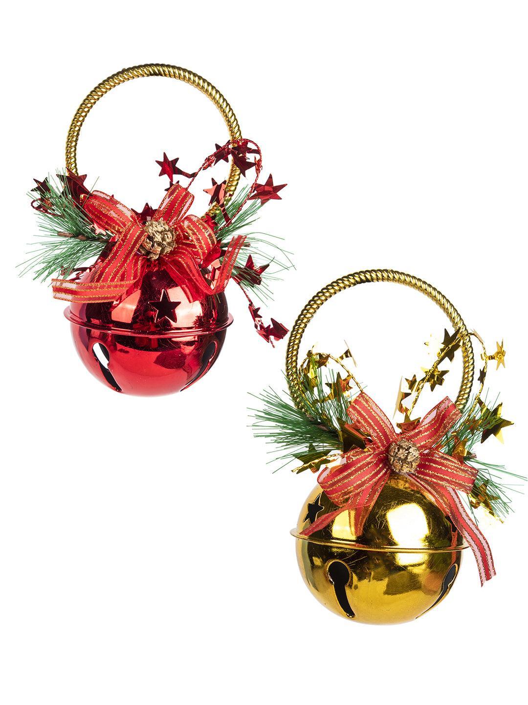 Bell With Bow - Christmas Hanging Ball Set Of 2 Pcs - MARKET 99