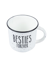 'BESTIE FOREVER' Graphic Print Drinkware Glossy Ceramic Coffee Mug ( White & Black, 400 mL) - MARKET 99