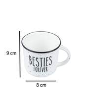 'BESTIE FOREVER' Graphic Print Drinkware Glossy Ceramic Coffee Mug ( White & Black, 400 mL) - MARKET 99