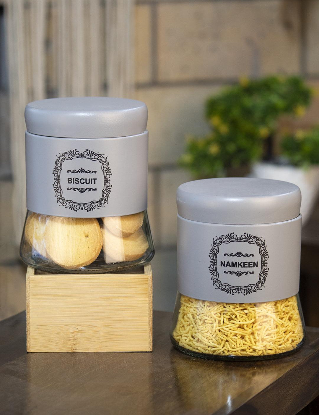 Biscuit & Namkeen Jar Set Of 2 (Each 800 Ml) - MARKET 99