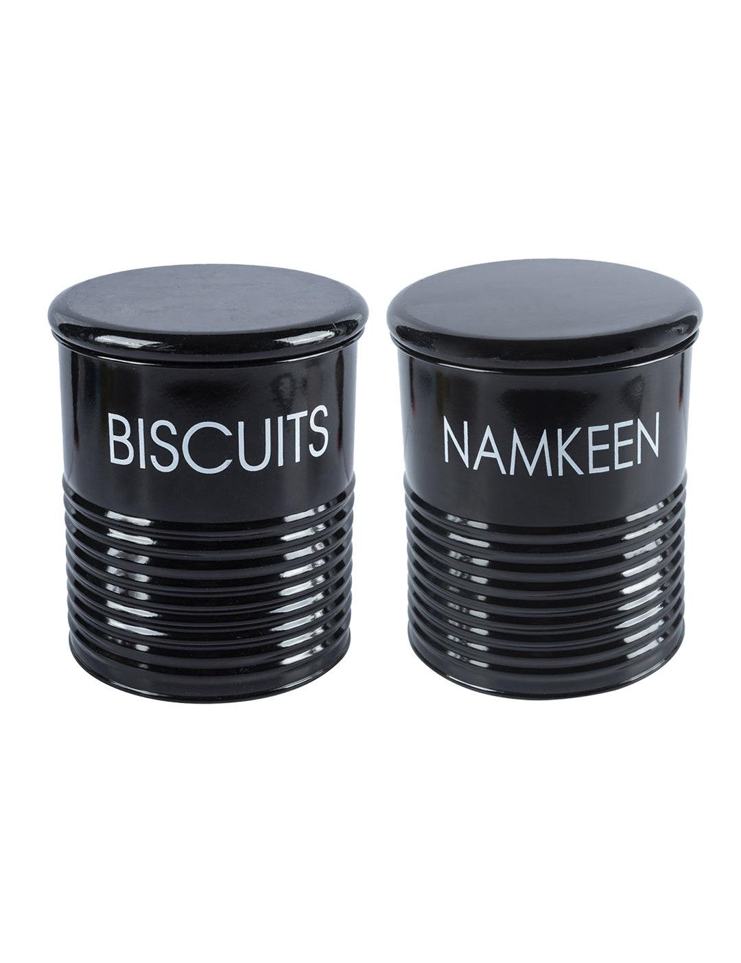 Biscuits & Namkeen Jar Set Of 2 ( Black, Each 1700 Ml ) - MARKET 99