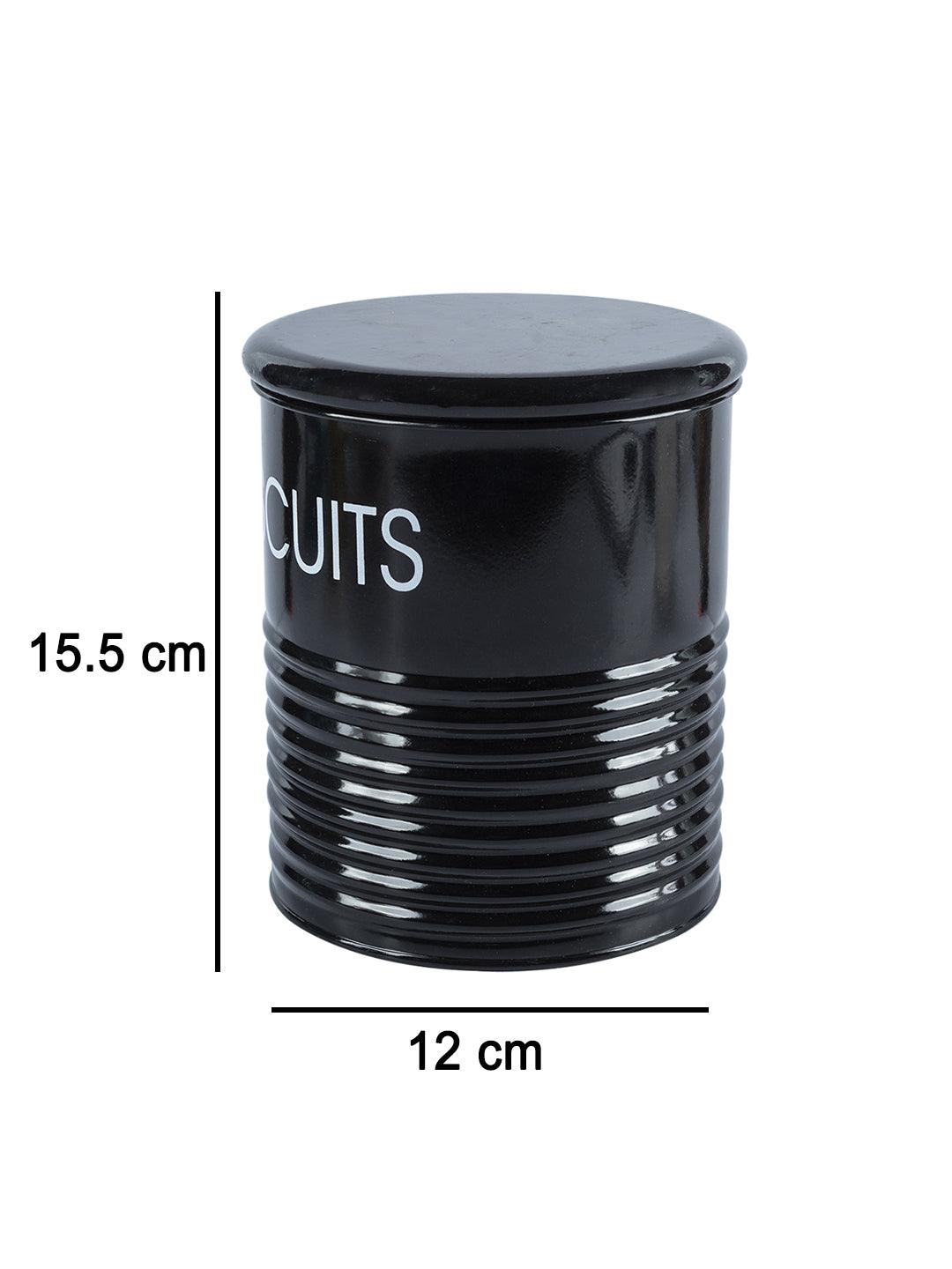 Biscuits & Namkeen Jar Set Of 2 ( Black, Each 1700 Ml ) - MARKET 99