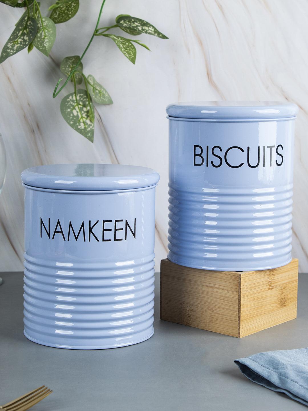 Biscuits & Namkeen Jar Set Of 2 ( Light Blue, Each 1700 Ml ) - MARKET 99